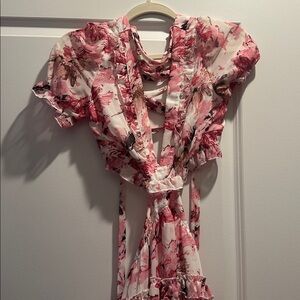 Floral Pink and White Dress